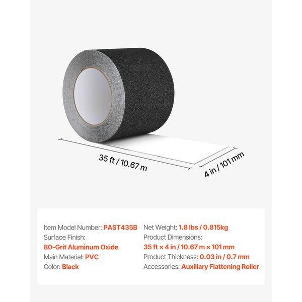 Anti-Slip Tape, 35 FT x 4 inch Non Slip Grip Tape for Stairs Steps, 80-Grit Aluminum Oxide High Traction Non-Skid Stair Treads with Strong Adhesive Backing, Suitable for Indoor & Outdoor Use - Image 9
