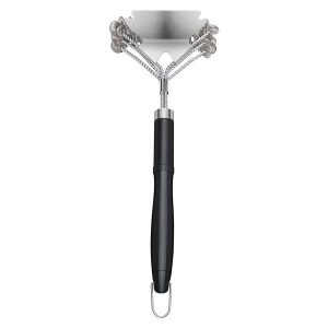 Grill Brush and Scraper, BBQ Brush for Outdoor Grills, Stainless Steel Woven Wire, Bristle Free Barbecue Brushes for Porcelain, Charcoal, Grate Cleaner Grill Accessories, 17 in