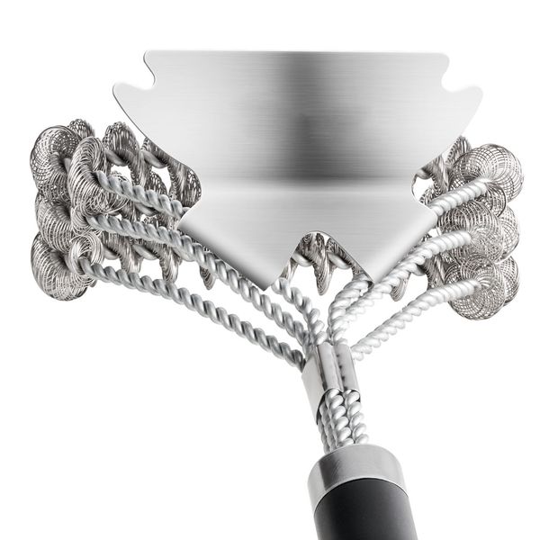 Grill Brush and Scraper, BBQ Brush for Outdoor Grills, Stainless Steel Woven Wire, Bristle Free Barbecue Brushes for Porcelain, Charcoal, Grate Cleaner Grill Accessories, 17 in - Image 5