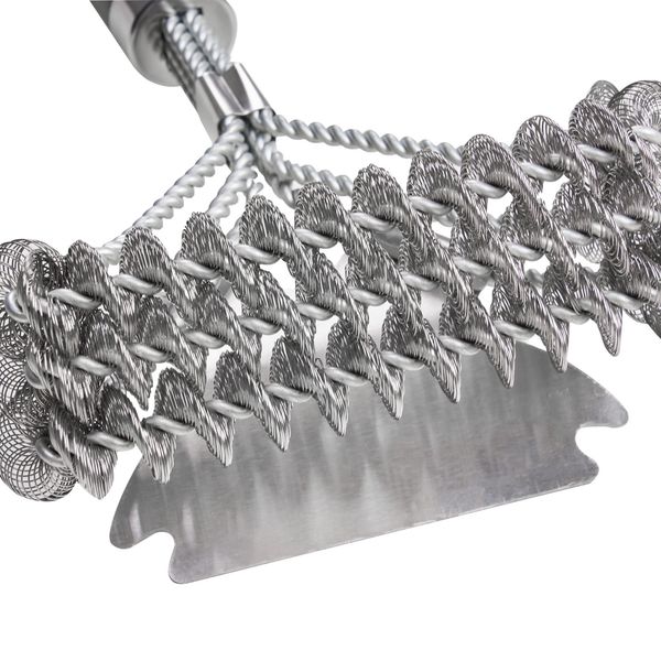Grill Brush and Scraper, BBQ Brush for Outdoor Grills, Stainless Steel Woven Wire, Bristle Free Barbecue Brushes for Porcelain, Charcoal, Grate Cleaner Grill Accessories, 17 in - Image 7