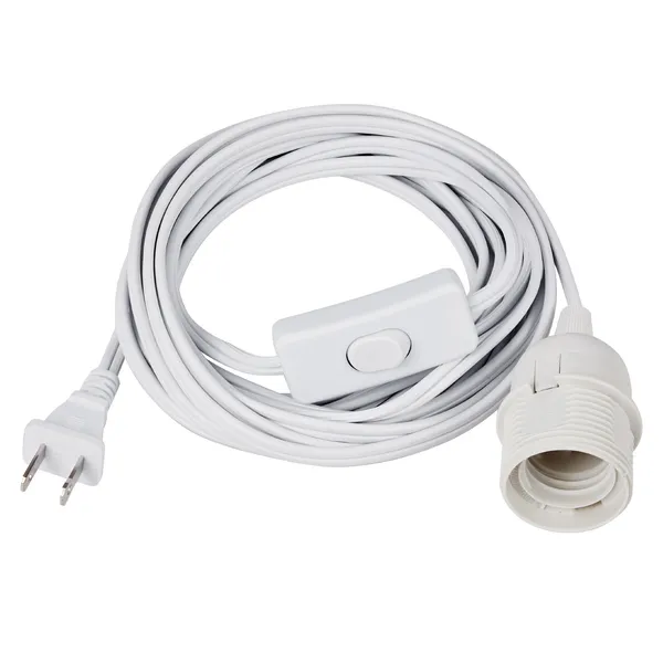 Plug in Hanging Light Cord Kit, 16ft Lantern Extension Cords, 2 Pack E26 Light Socket Lamp Cord Replacement, Secure & Sturdy, Easy to Install, Pendant Lamp Kit On/Off Switch & Socket Rings - Image 11