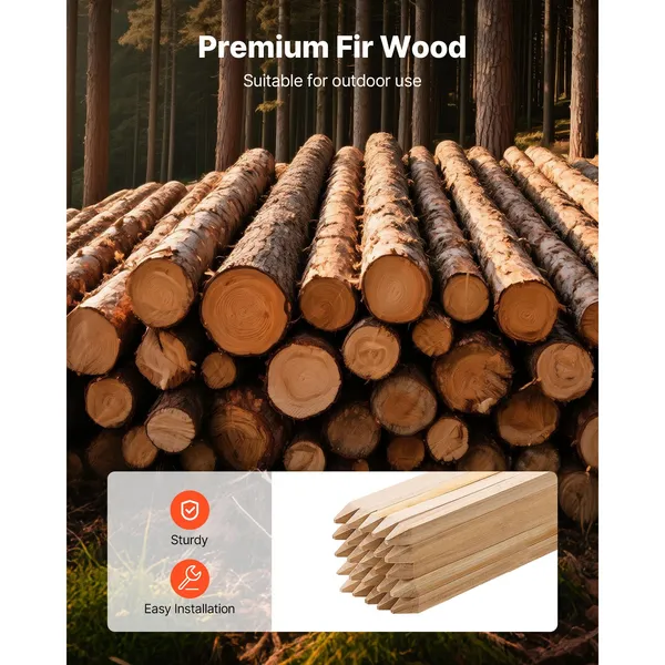 Wooden Garden Stakes, 25 Pcs 36x0.75x0.75 in Survey Grading Stakes, Garden Ground Stake with Sharp Point, Fir Wood Plant Support Stake, Sign Posts for Silt Fence Backyard Boundaries Baselines - Image 4