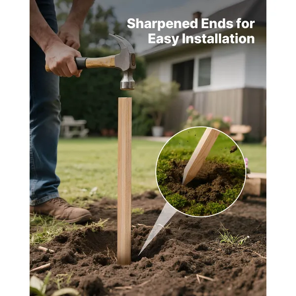 Wooden Garden Stakes, 25 Pcs 36x0.75x0.75 in Survey Grading Stakes, Garden Ground Stake with Sharp Point, Fir Wood Plant Support Stake, Sign Posts for Silt Fence Backyard Boundaries Baselines - Image 5