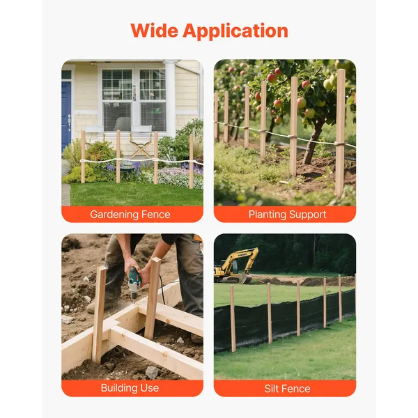Wooden Garden Stakes, 25 Pcs 36x0.75x0.75 in Survey Grading Stakes, Garden Ground Stake with Sharp Point, Fir Wood Plant Support Stake, Sign Posts for Silt Fence Backyard Boundaries Baselines - Image 7
